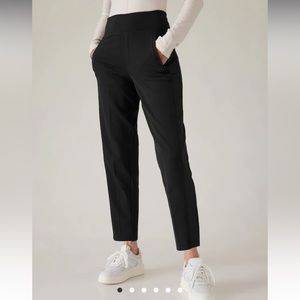 Athleta Endless High Rise Black Satin Stripe Pants Sz 12 NWOT !
